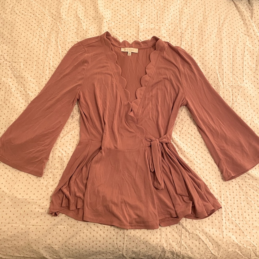 Anthropologie Eri+Ali Scalloped Wrap Top